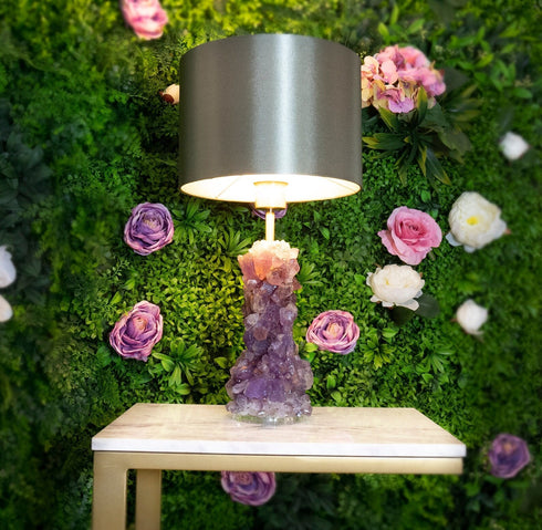 Set Natural Crystal Amethyst Table Lamps